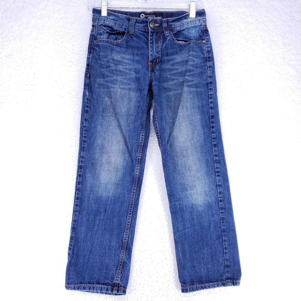 Akademiks Jeanius Level Products Jeans Womens Size 10 Blue Mid Wash Straight Cut